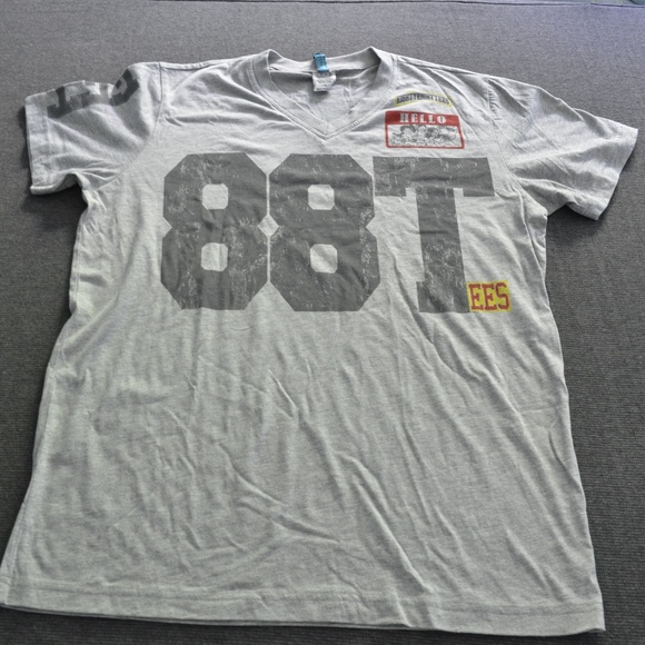 Men's Distressed Graphic V Neck T-shirt - 88 Tees - Picture 1 of 7
